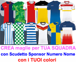  Crea Maglia calcio calcetto volley pallavolo tecnica, maniche corte Adulto e Bambino Sportika girocollo, cuciture laterali stampa sublimazione totale con logo sponsor e numero nome giocatore dietro Sportika FULL PRINT 110SK1G E3Ssport.it Stampa RicamoE3Ssport  E3S