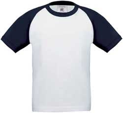  Maglietta T-Shirt maniche corte Bambino B&C girocollo maniche e collo in contrasto BASEBALL /KIDS TK350 605BC1B E3Ssport.it Stampa RicamoE3Ssport  E3S