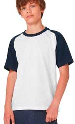 T-Shirt bicolore bambino B&C CTK350 T-shirt Base-Ball manica corta 605BC1B
