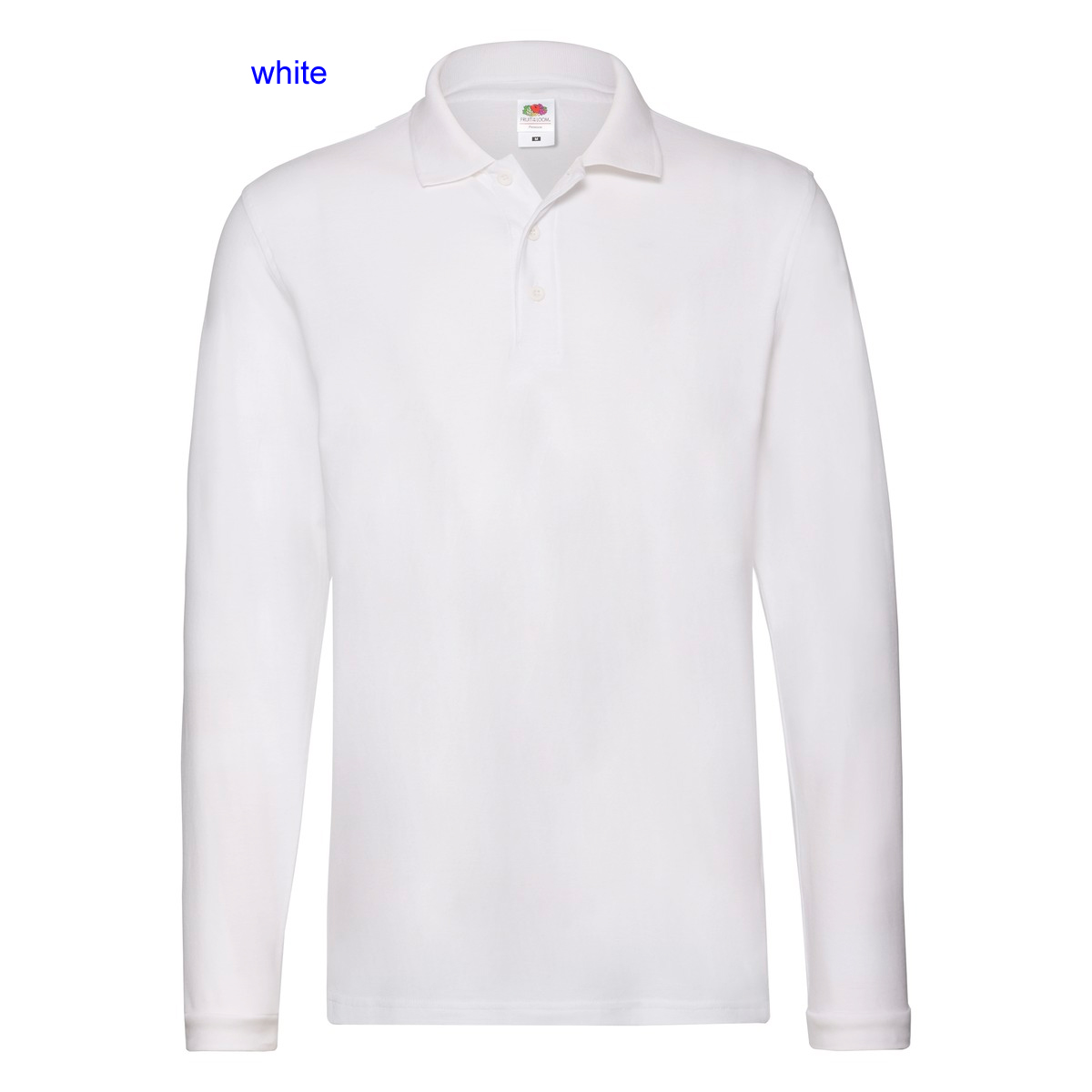 Polo maglietta manica lunga Adulto Unisex Fruit of the Loom 3 bottoni collo polo polsi in costina spacchetti laterali tinta unita Premium Long Sleeve Polo 633100 612FL1A E3Ssport Stampa Ricamo