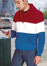  Felpa cappuccio Adulto Unisex Valento felpata con polsi e fondo costina, tascone marsupio con inserti e fasce Varsity SUVAVAR 626VA4A E3Ssport.it Stampa RicamoE3Ssport  E3S