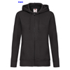 immagine aggiuntiva 4- Felpa cappuccio, zip lunga Donna Fruit of the Loom felpata con polsi e fondo costina, tascone marsupio tinta unita Ladies Premium Hooded Sweat Jacket 621180 628FL1D E3Ssport.it Stampa RicamoE3Ssport  E3S