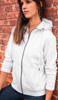  Felpa Organica Ecosostenibile Donna Daiber non felpata sgarzata con cappuccio con zip cerniera lunga e tasche etichetta strappabile, tinta unita JN8025 Ladies Zip Hoody 628JN1D E3Ssport.it Stampa RicamoE3Ssport  E3S