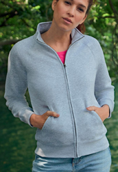  Felpa collo alto, zip lunga Donna Fruit of the Loom felpata con polsi e fondo costina, tascone marsupio tinta unita Ladies Premium Sweat Jacket 621160 629FL1D E3Ssport.it Stampa RicamoE3Ssport  E3S