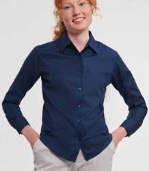  camicia manica lunga Donna Jerzees Russel senza taschino, aderente R-932F-0 oxford 640JZ8D E3Ssport.it Stampa RicamoE3Ssport  E3S