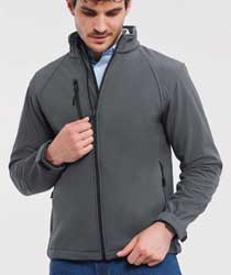  Giacca tecnica Soft Shell Uomo  Russel con tasche, taschino, polsi con velcro, fondo con elastico tinta unita 140M Mens Softshell Jacket 724JZ2A E3Ssport.it Stampa RicamoE3Ssport  E3S