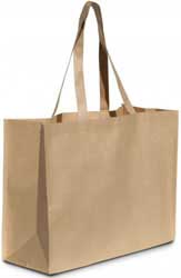 borsa shopper cotone e cartoncino ampia con soffietti manico lungo 831NA13U
